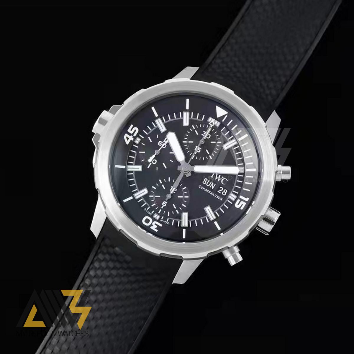 Aquatimer IW376803 Stainless Steel Case Stainless Steel Case RSF 1:1 Best Edition Black Dial on Black Rubber Strap A7750